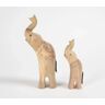 Okaa Lika Raw Hand Carved Wooden Elephant Figurines (Set of 2)