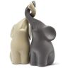 FeinKnick Harmonieus olifantenpaar uit keramiek in beige & grijs moderne sculptuur als paar bestaande uit twee individuele olifanten decoratieve figuren 16cm hoog olifant ideaal als cadeau