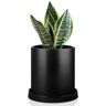 BECEFF Indoor Plant Planter, Matte Keramische Dienblad Voor Succulenten, Decoratieve Keramische Bloem Planter Met Drainage Gaten (Color : Black, Size : 12 * 13.5cm)