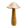 Dekohelden24 Decoratieve paddenstoel met zilveren metalen paddenstoelkop, paddenstoelsteel van mangohout, zilver en bruin, grootte: H/Ø ca. 24 x 15 cm
