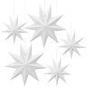Linkbro 5 stuks papieren sterren, wit, 30 cm x 3 + 45 cm x 2, vouwsterren, kerstdecoratie, 9 punten, kerststerren voor kamers en ramen