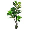 Leaf Design UK kunstplant Fiddle Fig boom, zwarte kunststof pot, 120 cm