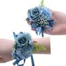 OUKEYI 2 STKS Rose Bloem Pols Corsage Boutonniere Set, Boutonniere voor Mannen Bruiloft Witte Rose Corsage Pols Pols Corsage voor Bruiloft Party Prom Decoraties (Donkerblauw)