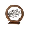 GILDE Decoratie-object, staande decoratie, viszwerm, maritieme decoratie van hout en aluminium, diameter 45 cm, hoogte 13 cm