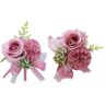 Rikyo 2 Pack Bloem Pols Corsage Boutonniere Set, 3 inch Kunstmatige Rose en Anjer Pols Corsage en Mannen Boutonniere Set, Zijde Bloem voor Bruiloft Bloemen Accessoires Prom Suit Decor (Violet)