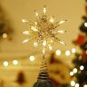 Tumnea Kerstboom top kerstboom topper kerstboom top 3D ster geometrische ster LED-verlichting Batterij aangedreven ster verlichting met veerkrachtige basis