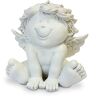 TEMPELWELT ® Decoratieve engel figuur beschermengel zittend 12 cm, polysteen wit, decoratiefiguur babyengel engelkind engeltje Rubenengel engelfiguur decoratieengel lachend