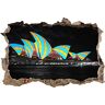 Pixxprint 3D_WD_S4697_92x62 adembenemende Sydney Opera House in het donker muurdoorbraak 3D muurtattoo, vinyl, zwart/wit, 92 x 62 x 0,02 cm
