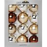 KREBS & SOHN Set van 12 glazen ballen kerstboomversiering om op te hangen assortiment kerstballen bruin zilver