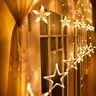 Avoalre lichtgordijn 12 sterren 2M lichtketting 138 LED lichtgordijn (max. 21 sets) Uit te breiden met 8 standen Kerstverlichting binnen/buiten Kerstdecoratie lichtgordijn sterren warm wit