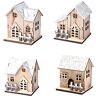 Kraeoke Decoratieve kersthuis, 4 stuks, kerstverlichting, LED-kersthuis, kerstverlichting, doe-het-zelf, hout, chalet, kerstboomversiering, kerstdecoratie, klein houten huis, houtkleur