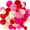 Bakemoro Roze Rotan Ballen Kom Vulstoffen Vaas Vulstoffen voor Bruiloft voor Verjaardagsfeest Thuis Tafel Decor 42 STKS