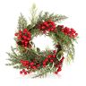 com-four ® Kerstdeurkrans Adventskrans met rode bessen en krans van bladeren Sierkrans Kerstdecoratie Tafelkrans Kerstkrans