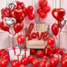 RUNSIBA Valentines Balloons, 50 pcs Valentine Decorations, Love Balloons, Heart Balloons, Red Ribbons, Red Balloons for Valentines Day Decorations, Valentines Day Decor, Valentines Décor 50 Pcs-1286