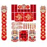 BAGLEV Chinees Nieuwjaar Decoratieset,Chinese Coupletten,Nieuwjaar Coupletten Set,Chinees Nieuwjaar Benodigdheden Chinees Venster Nieuwjaar Papier Chunlian Chinese Vlag Chinese Decoraties Jaar Papier (Color