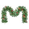 Uten Kerstslinger,  2,2 m Kerst open haard slinger, met dennennaalden, dennenappels en rode bessen kunstmatige krans, slinger voor open haard, trap, deur, kerstboom, kerstdecoratie
