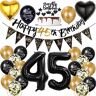 Ohaoduo 45 Verjaardag Decoratie Man Vrouwen, Ballon 45e Verjaardagsdecoratie, Goud Zwart Verjaardagsdecoratie 45 Jaar, Ballon Zwart Gouden Decoratie 45e Verjaardag Goud Zwart 45 Jaar Verjaardagsdecoratie