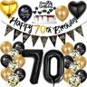 Ohaoduo 70e verjaardag decoratie man vrouwen, ballon 70e verjaardag decoratie, goud zwart verjaardagsdecoratie 70 jaar, ballon zwart goud decoratie 70e verjaardag, goud zwart 70 jaar verjaardagsdecoratie