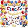 Fissaly ® 104 Stuks Circus Feest Versiering – Kinderfeestje Decoratie – Clown Themafeest Verjaardag Ballonnen Feestje