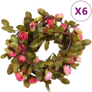 vidaXL Kunstige blomsterkranser 6 stk rose 215 cm