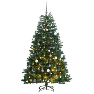 vidaXL Kunstig hengslet juletre med 300 LED og kulesett 180 cm