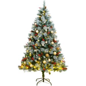 vidaXL Kunstig hengslet juletre med 300 LED og kulesett 180 cm