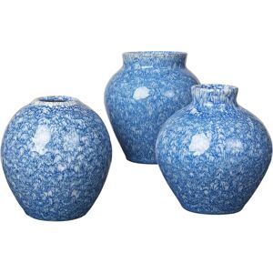 Broste Copenhagen Ingrid keramikvase 14,5 cm 3-stk. Insignia blue-white