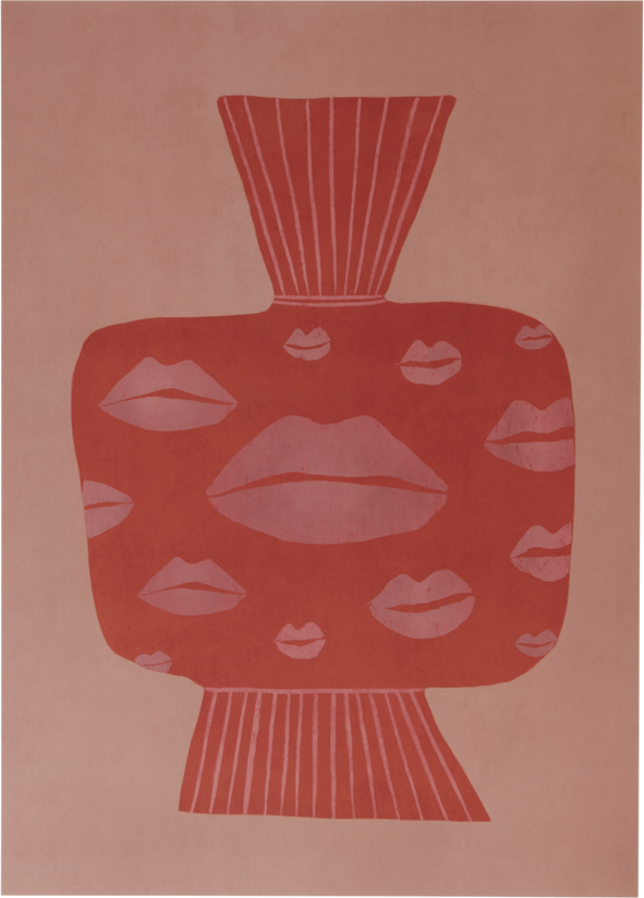 KISSES IN A VASE poster 50x70 cm Rød/rosa