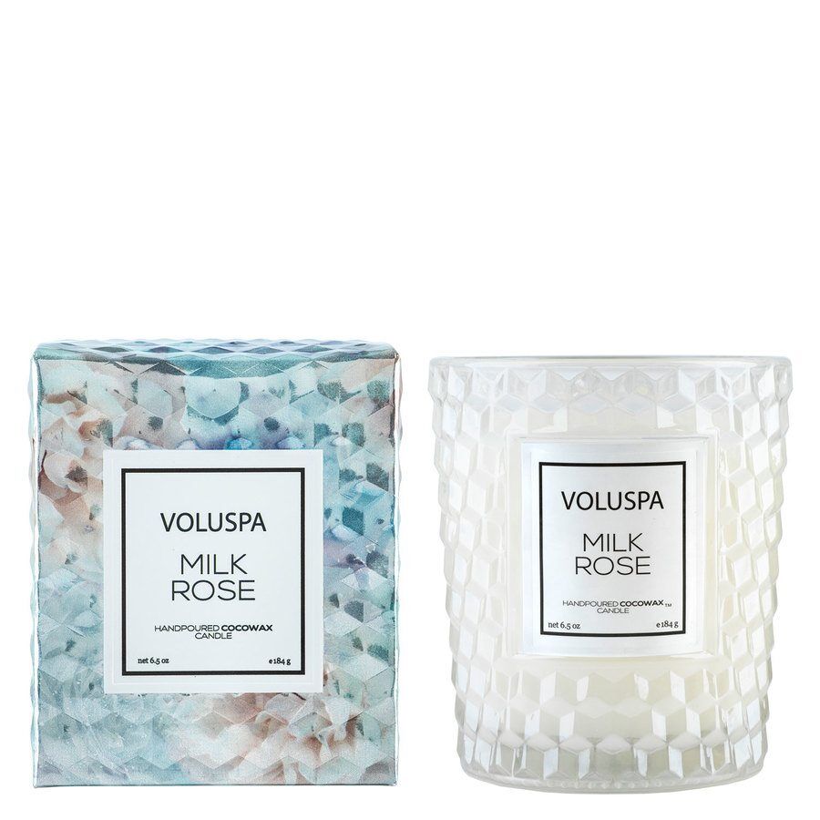 Voluspa Boxed Textured Glass Candle Milk Rose 184g