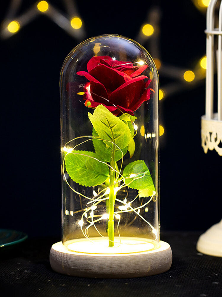 Newchic Creative Glass Cover Lighting Forever-lasting Enchanted Love Rose Eternal Flower Mother's Day Christmas Valentine's Day