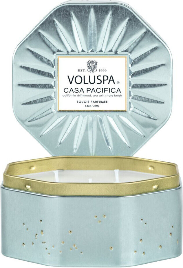 Voluspa Casa Pacifica Octagon Tin Duftlys Blå Female