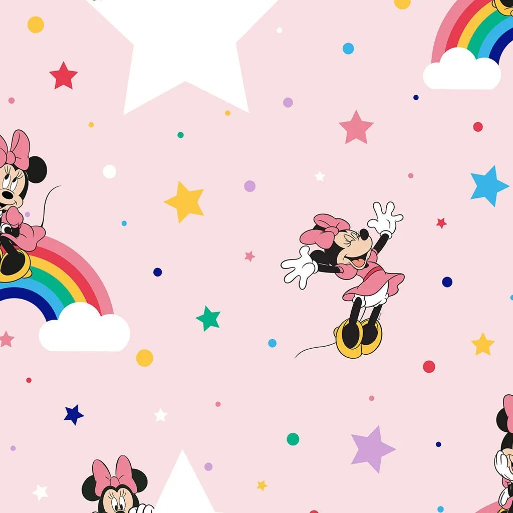 Kids at Home Veggtapet Rainbow Minnie rosa