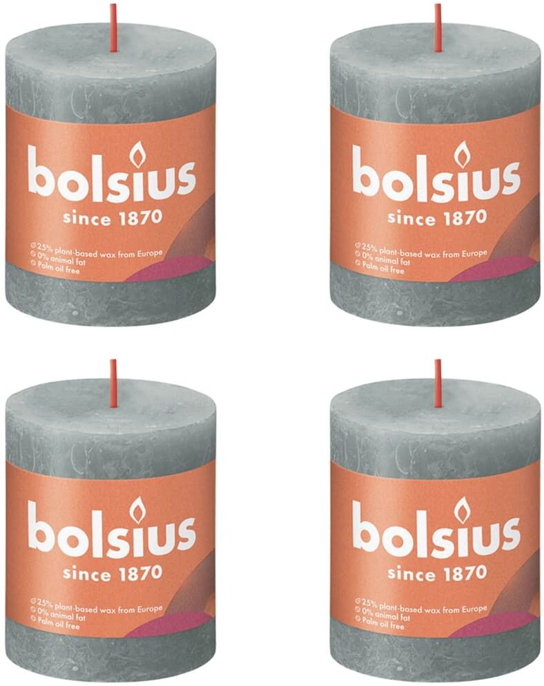 Bolsius Rustikke søylelys Shine 6 stk 80x68 mm eukalyptus grønn