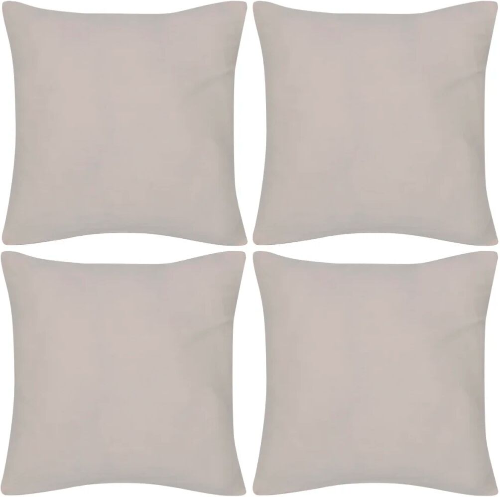 vidaXL 4 Beige putetrekk, bomull 40 x 40 cm