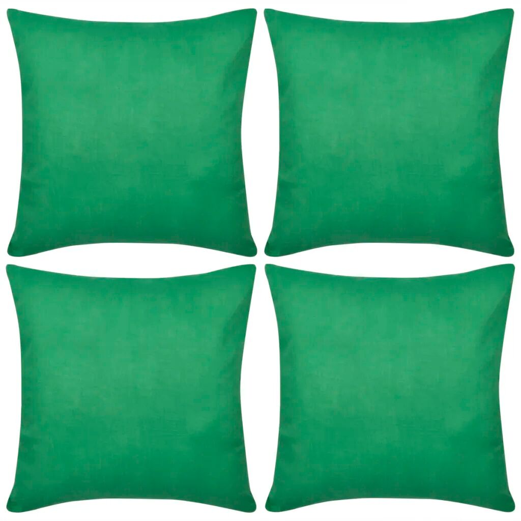 vidaXL 4 Grønne putetrekk, bomull 40 x 40 cm