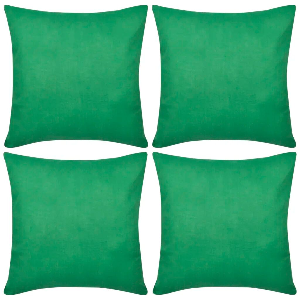 vidaXL 4 Grønne putetrekk, bomull 80 x 80 cm