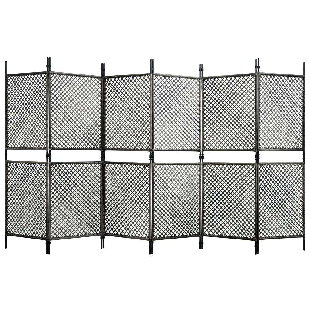 vidaXL Romdeler med 6 paneler polyrotting antrasitt 360x200 cm