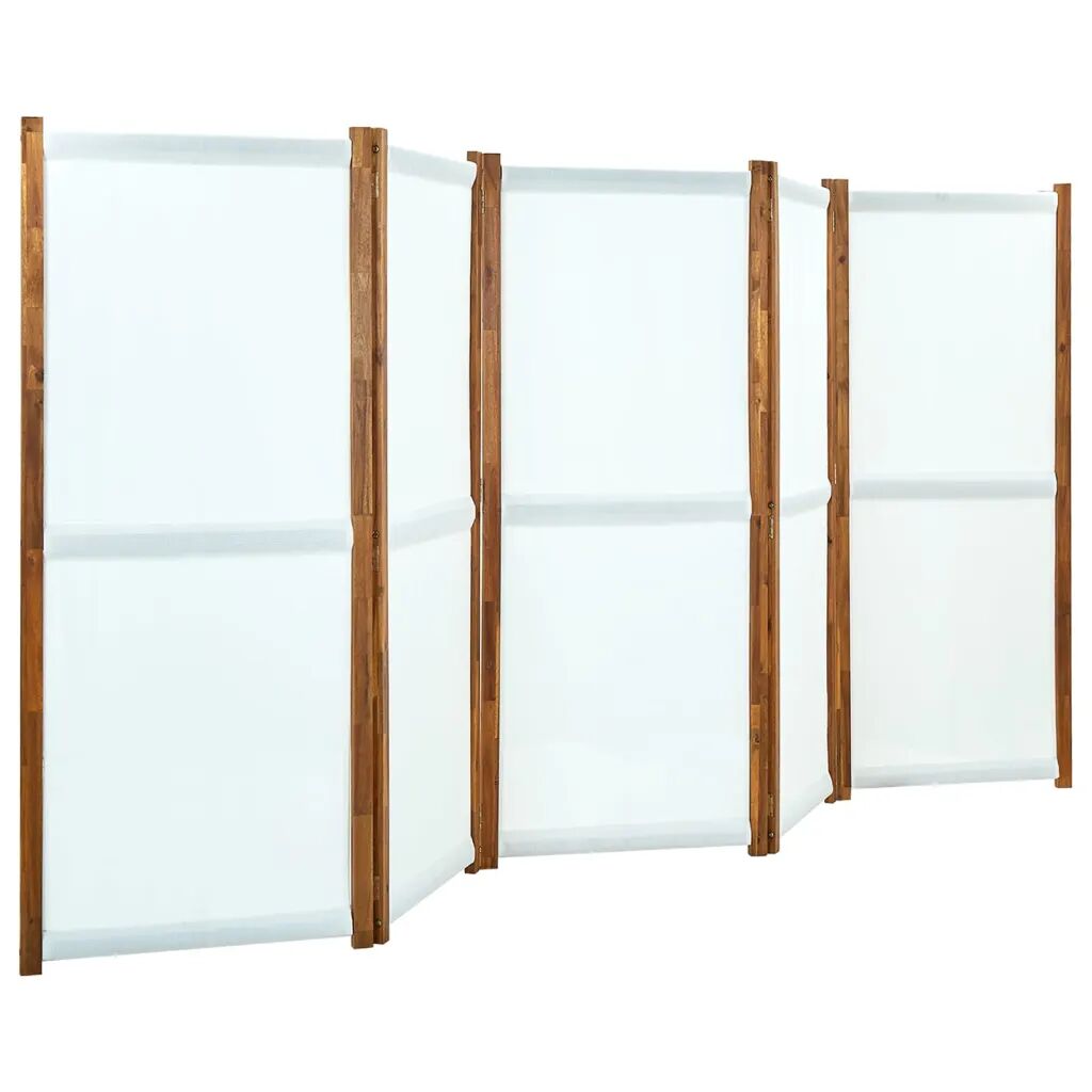 vidaXL Romdeler med 5 paneler kremhvit 350x170 cm