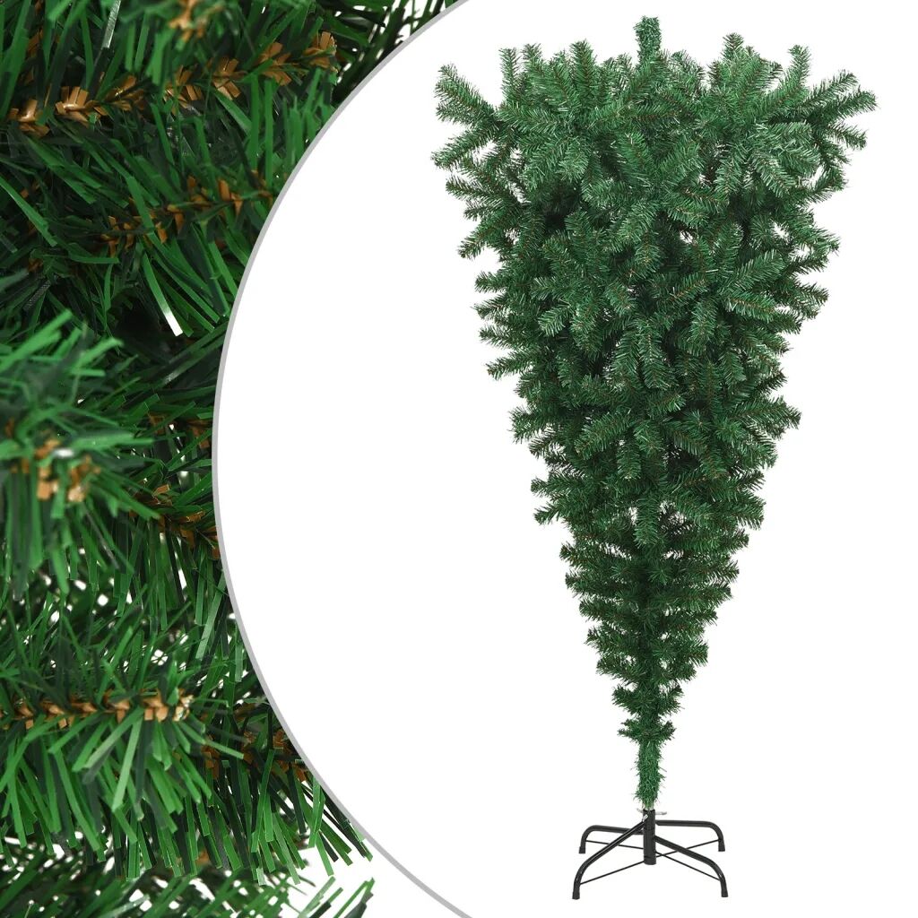 vidaXL Opp-ned kunstig juletre med stativ grønt 210 cm