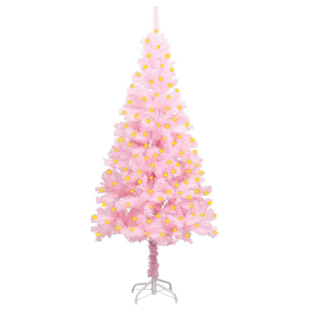 vidaXL Kunstig juletre med LED og stativ 150 cm PVC rosa