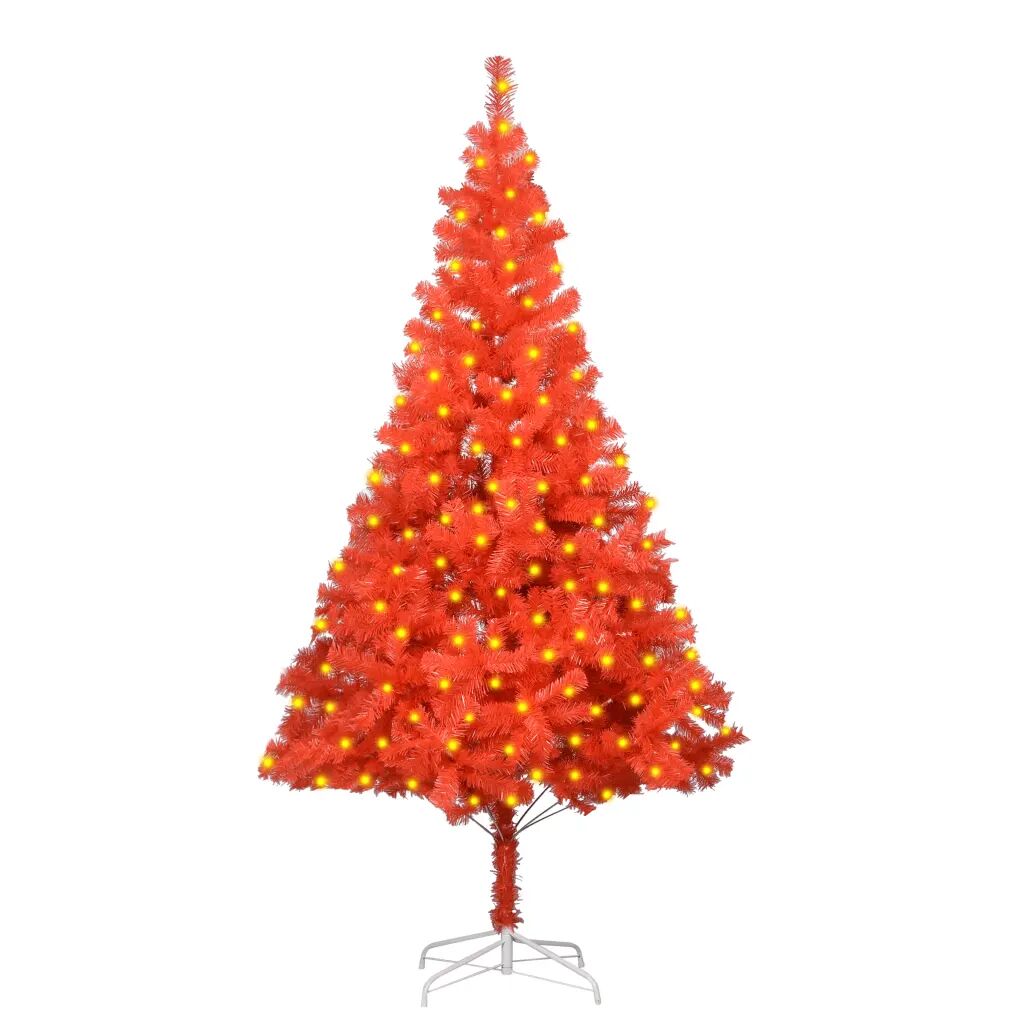 vidaXL Kunstig juletre med LED og stativ 180 cm PVC rød