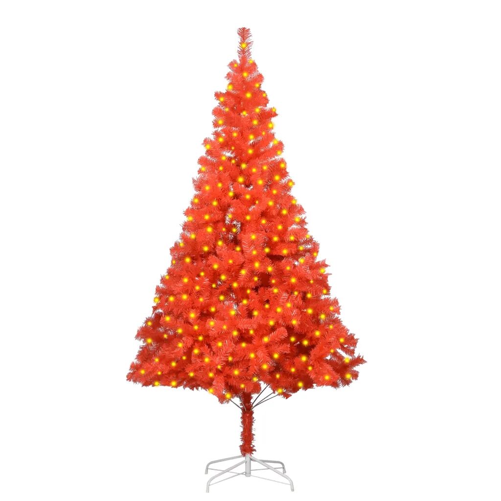 vidaXL Kunstig juletre med LED og stativ 210 cm PVC rød