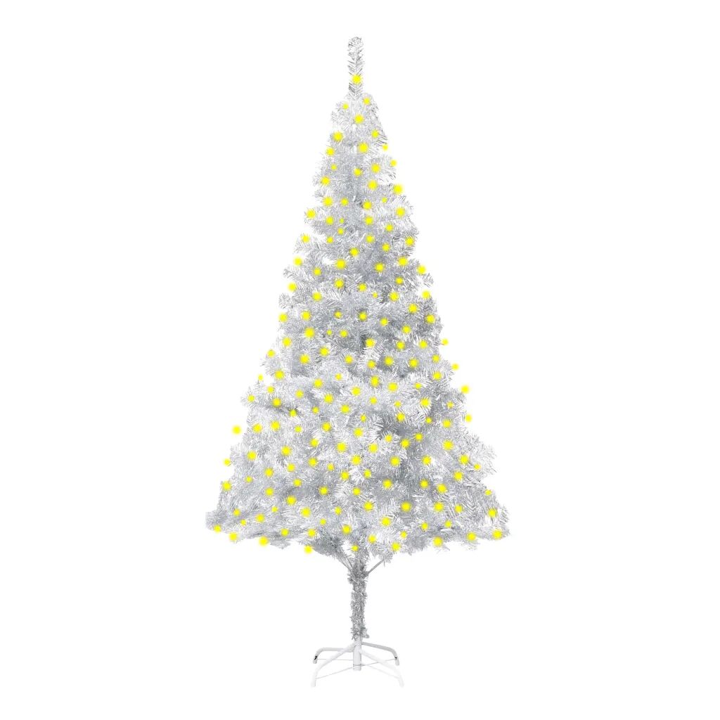 vidaXL Kunstig juletre med LED og stativ 210 cm PET sølv