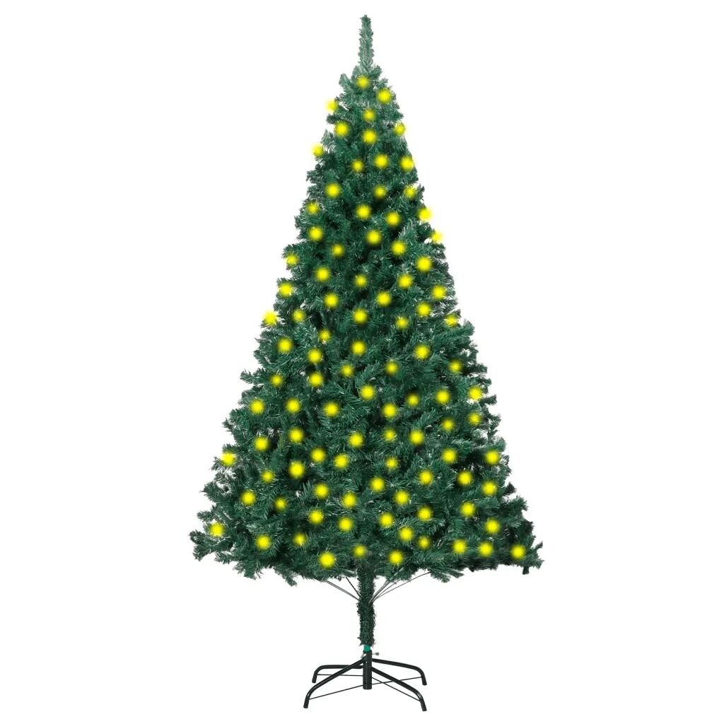 vidaXL Kunstig juletre med LED og tykke grener grønn 210 cm