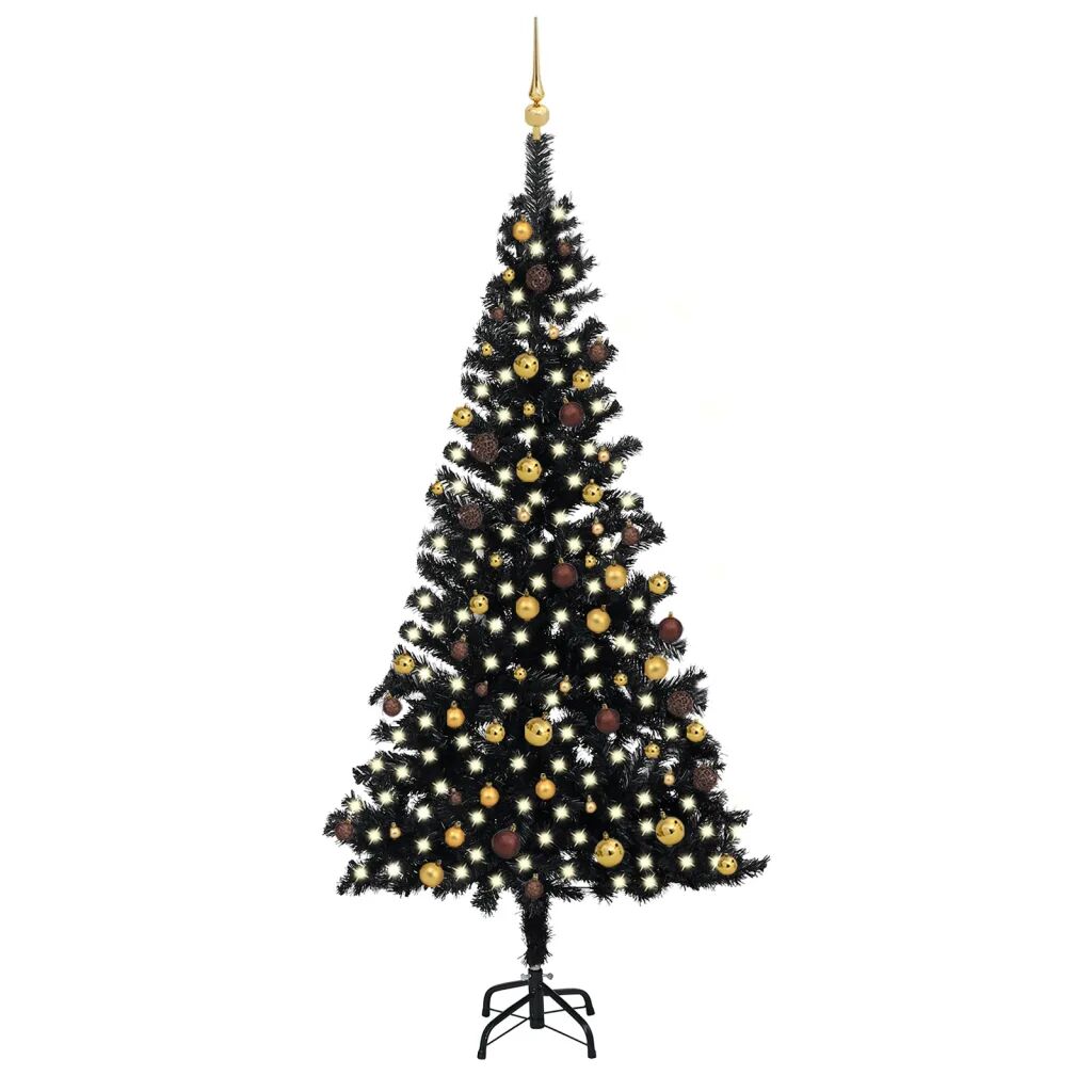 vidaXL Kunstig juletre med LED og kulesett i svart 240 cm PVC