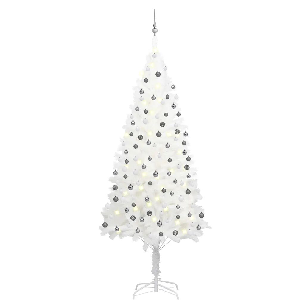 vidaXL Kunstig juletre med LED og kulesett 240 cm hvit