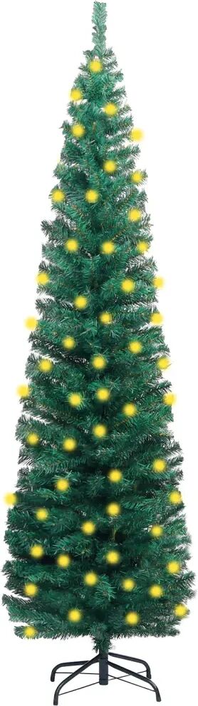 vidaXL Slankt kunstig juletre med LED og stativ grønn 240 cm PVC