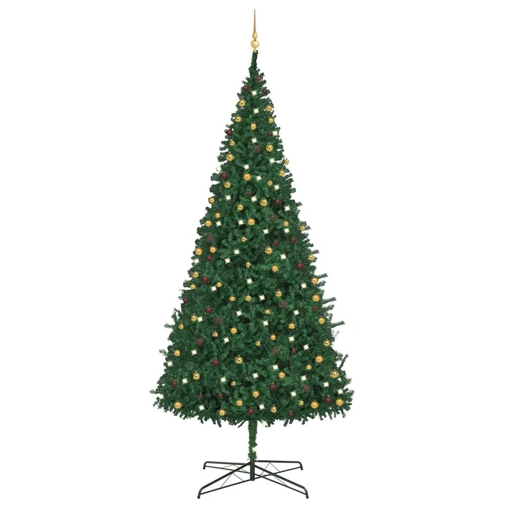 vidaXL Kunstig juletre med LED og kulesett 400 cm grønn