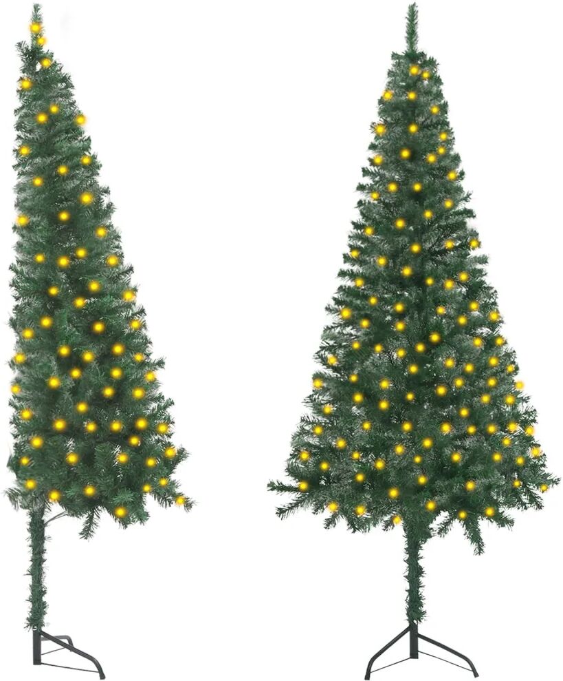 vidaXL Kunstig hjørnejuletre med LED grønn 150 cm PVC