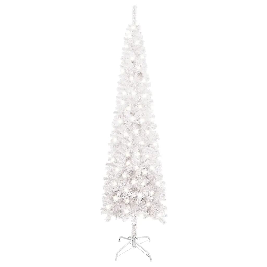 vidaXL Slankt juletre med LED hvit 180 cm